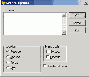 Диалоговое окно General Options